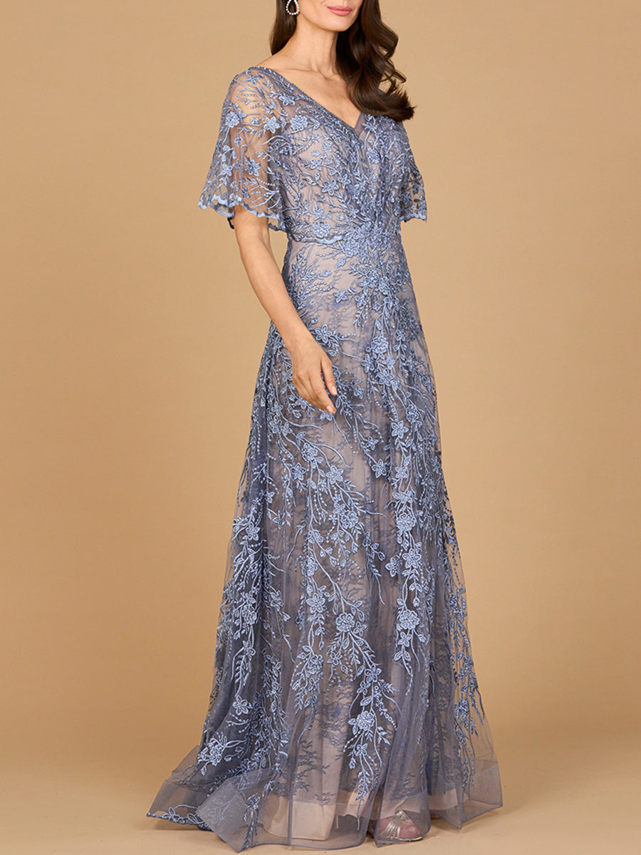Elegant Cape Sleeve A-line Gown Lara New York Elegant Cape Sleeve A-line Gown Lara New York