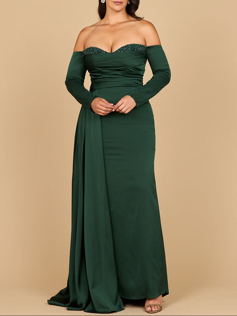 green emerald velvet dress LARA Formal Dress main image 1