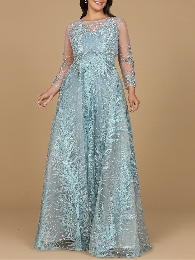 Lara 29761 - High Neck Sheer Long Sleeve Embellished Gown Lara New York Lara 29761 - High Neck Sheer Long Sleeve Embellished Gown Lara New York
