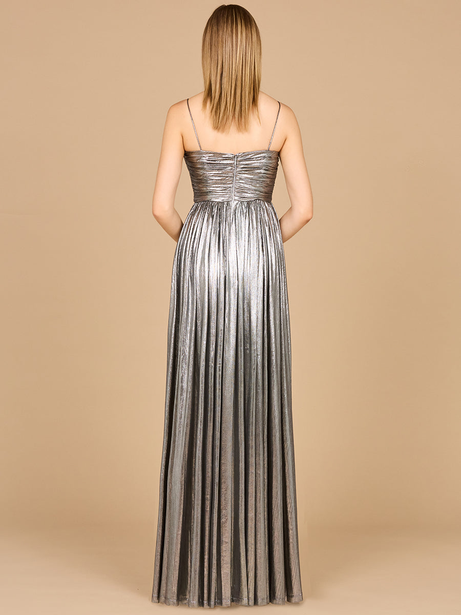 Lara 8120 - High Slit Metallic Jersey Dress - OUTLET