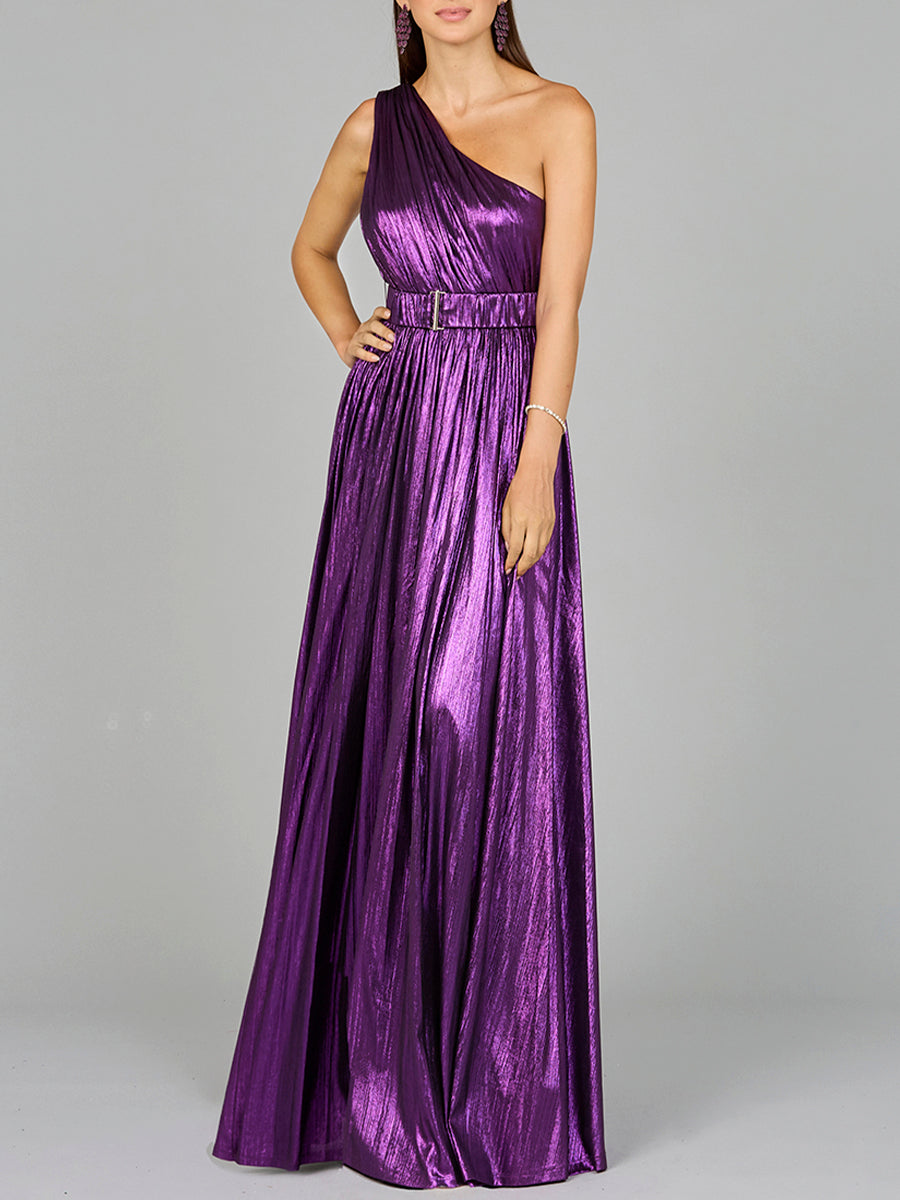 One Shoulder Metallic Dress One Shoulder Metallic Dress
