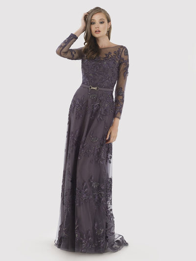 Lara 29863 - High Neck Beaded Lace Gown with Long Sleeves