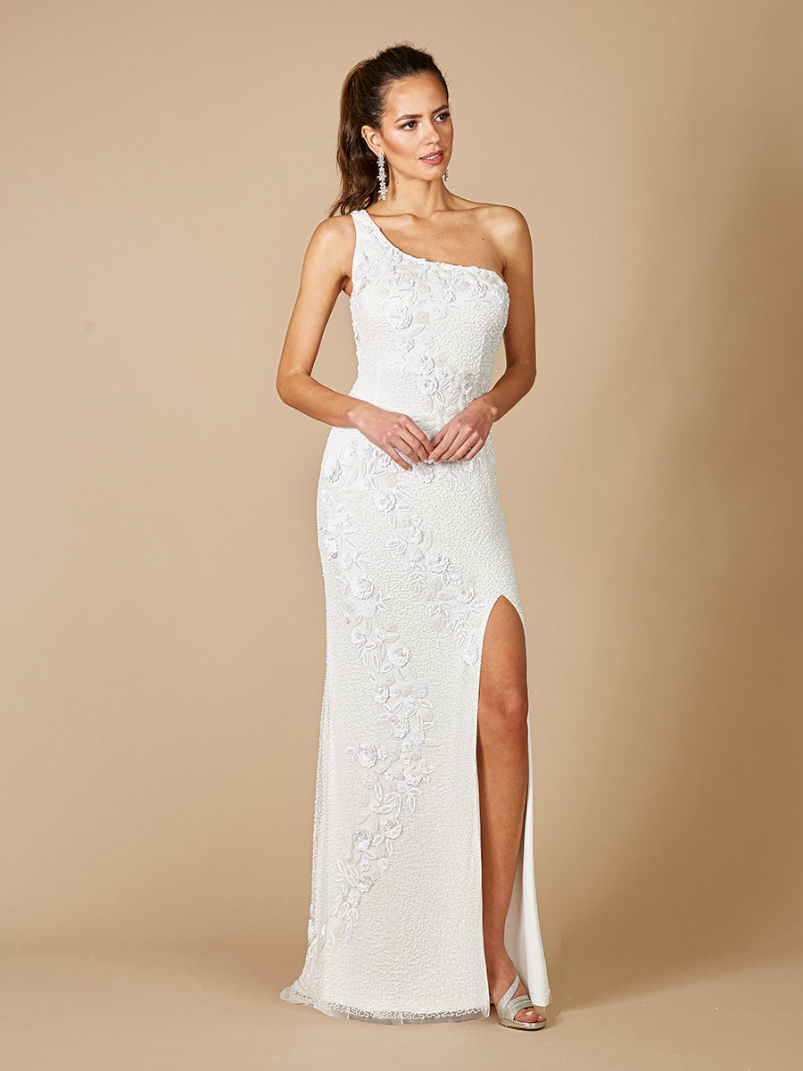 knee length dresses for ladies Elora Hibiscus Lace One-Shoulder Dress  Miguelina