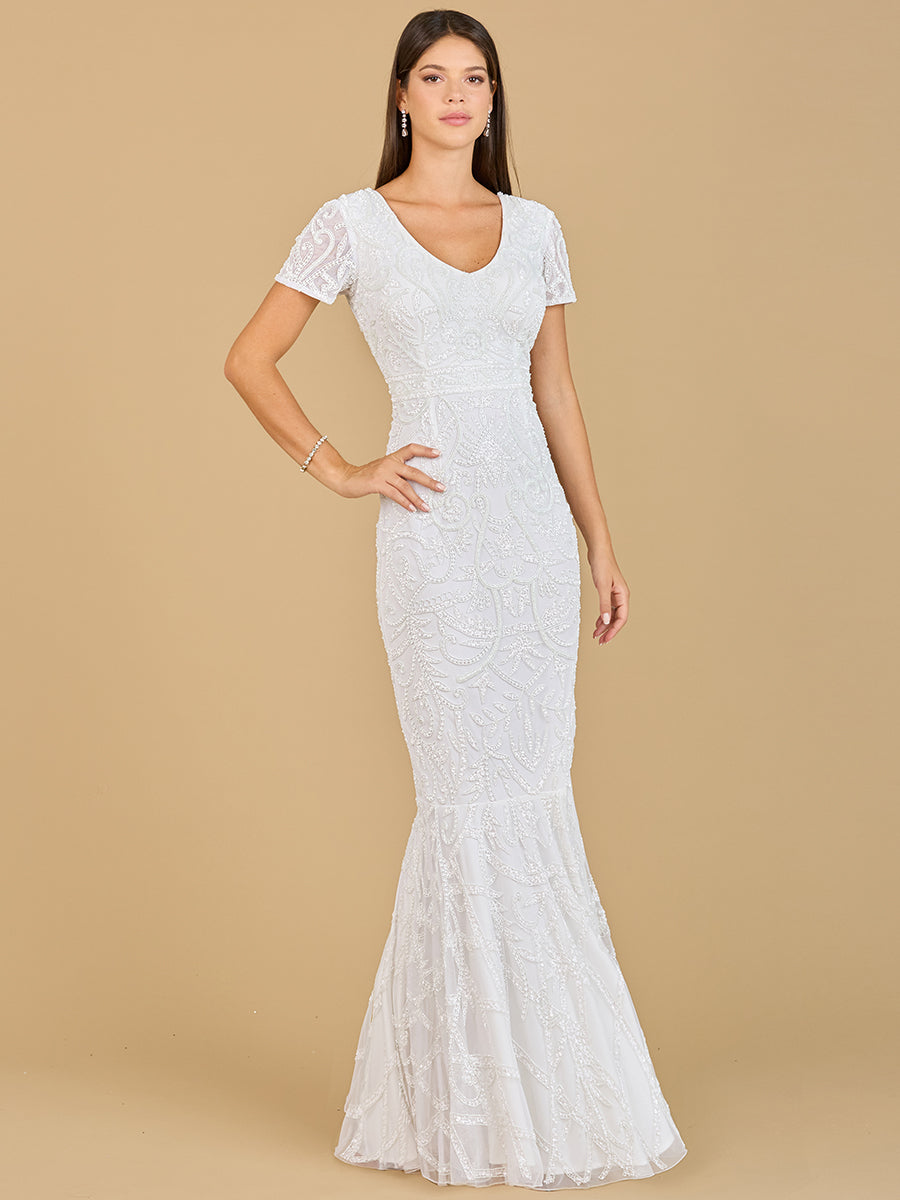 Lara High Neck Beaded Gown main image 1