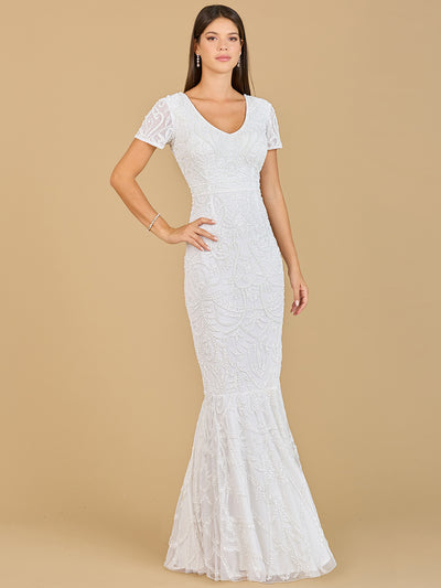 Lara 51143 - Cap Sleeve Beaded Wedding Gown-Dress-Lara-2-Ivory-Lara