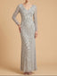 Long Sleeve V-Neck Beaded Gown | 28836