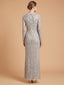 Long Sleeve V-Neck Beaded Gown | 28836