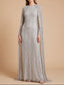 High Neck Linear Beaded Dress with Long Cape |  28837