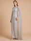 High Neck Linear Beaded Dress with Long Cape |  28837