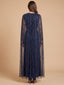 V-Neck Linear Beaded Dress with Long Cape |  28838