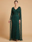 V-Neck Beaded Dress with Long Cape |  28839