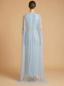 V-Neck Beaded Dress with Long Cape |  28839
