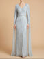 V-Neck Beaded Dress with Long Cape |  28839