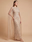 High Neck Beaded Dress with Long Cape |  28840