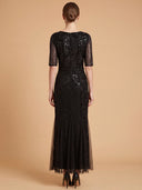 Embellished Gown with Cape Sleeves | 28845