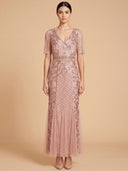 Embellished Gown with Cape Sleeves | 28845