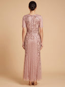 Embellished Gown with Cape Sleeves | 28845