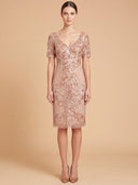Embellished Midi Dress with Short Sleeves | 28846