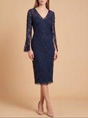 3D Floral Embellished Midi Dress with Cape Sleeves | 28847