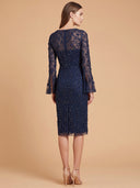 3D Floral Embellished Midi Dress with Cape Sleeves | 28847
