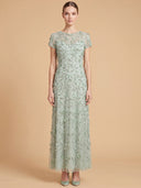 3D Floral Embellished Gown with Cap Sleeves | 28850