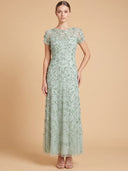 3D Floral Embellished Gown with Cap Sleeves | 28850