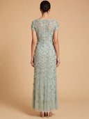 3D Floral Embellished Gown with Cap Sleeves | 28850