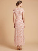3D Floral Embellished Gown with Cap Sleeves | 28850