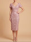 3D Floral Embellished Midi Dress with Cape Sleeves | 28851
