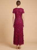 3D Floral Embellished Gown with Cape Sleeves | 28852