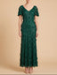 3D Floral Embellished Gown with Cape Sleeves | 28852