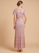 3D Floral Embellished Gown with Cape Sleeves | 28852