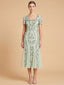 3D Floral Embellished Midi Dress with Cape Sleeves | 28853