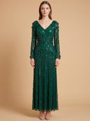 3D Floral Embellished Long Sleeve Gown | 28854
