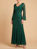 3D Floral Embellished Long Sleeve Gown | 28854