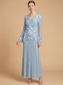 3D Floral Embellished Long Sleeve Gown | 28854