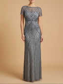 Lara 28856 - Beaded Flutter Sleeve Gown