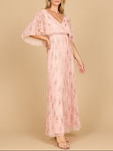 Beaded Evening Gown with Half Cape | 28862