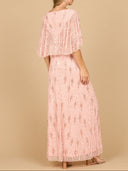 Beaded Evening Gown with Half Cape | 28862
