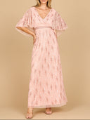 Beaded Evening Gown with Half Cape | 28862