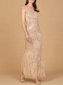 Beaded Cap Sleeve Gown | Lara 28863