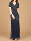 Short Sleeve Sheath Beaded Gown
