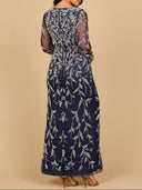Lara 28870-  Long Sleeve Contrast Beaded Gown