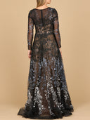 Long Sleeve V-Neck Ombre Lace Gown | 28878