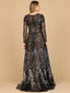 Lara 28878- Long Sleeve V-Neck Ombre Lace Gown