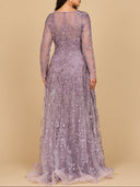 Long Sleeve V-Neck Ombre Lace Gown | 28878
