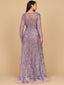 Lara 28878- Long Sleeve V-Neck Ombre Lace Gown
