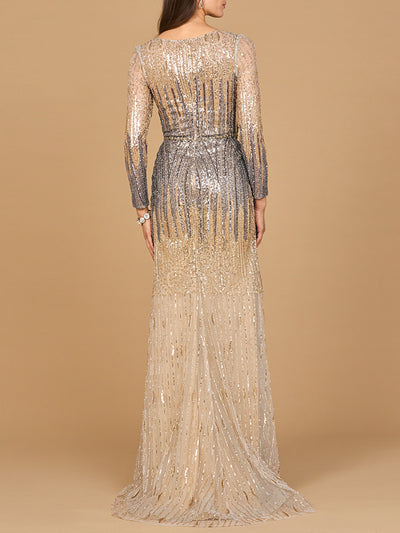 Mermaid, Beaded Long Sleeve Gown