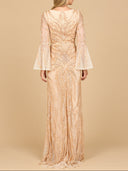 Lara 28887 - High Neck Beaded Dress with Bell Sleeves