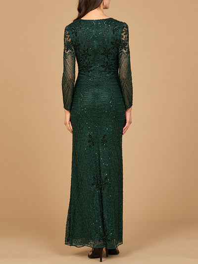Long Sleeve Beaded Gown